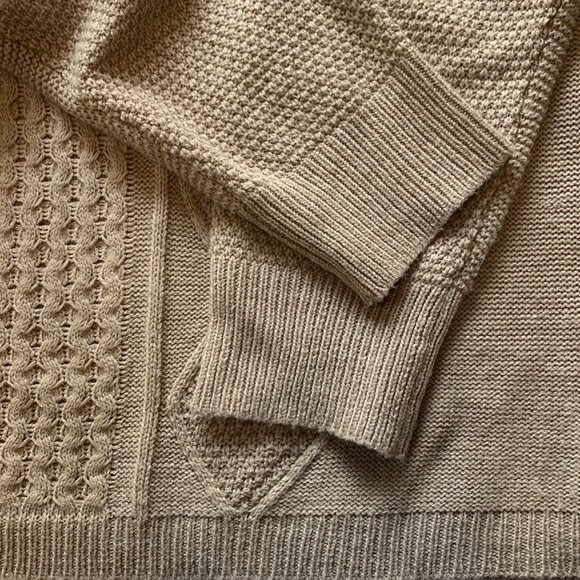 89th & Madison | Heathered Tan Open Knit Lightweight Cowl Neck Plus Size 2X - Picture 6 of 7